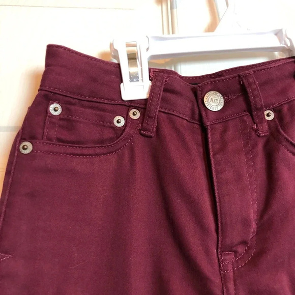 Aeropostale High Waisted Jeggings Burgandy 000 - Picture 2 of 5